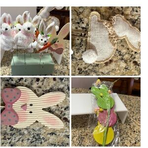 Easter Bunny Tabletop Decor Set - White and Pink
